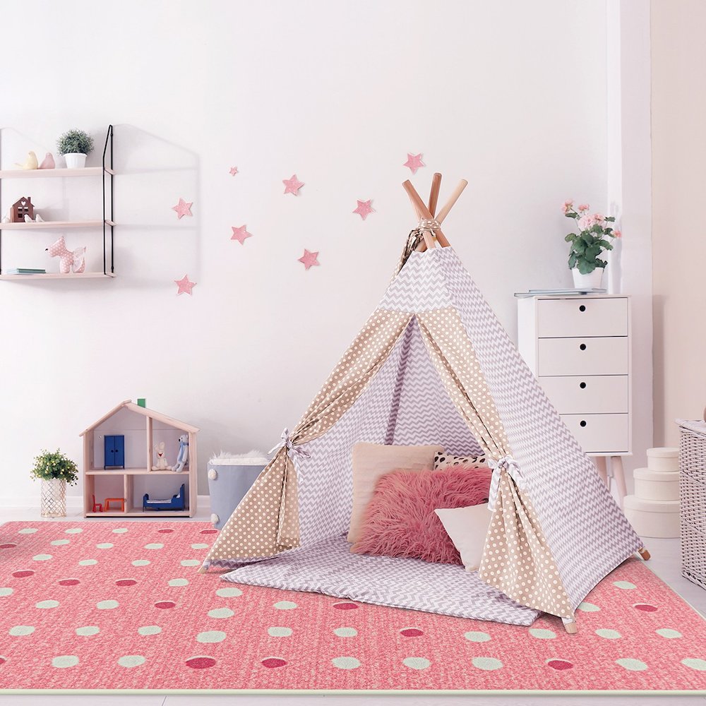 Claremont Kids Little Moons 3'10" x 5'4" Area Rug in Color Blush