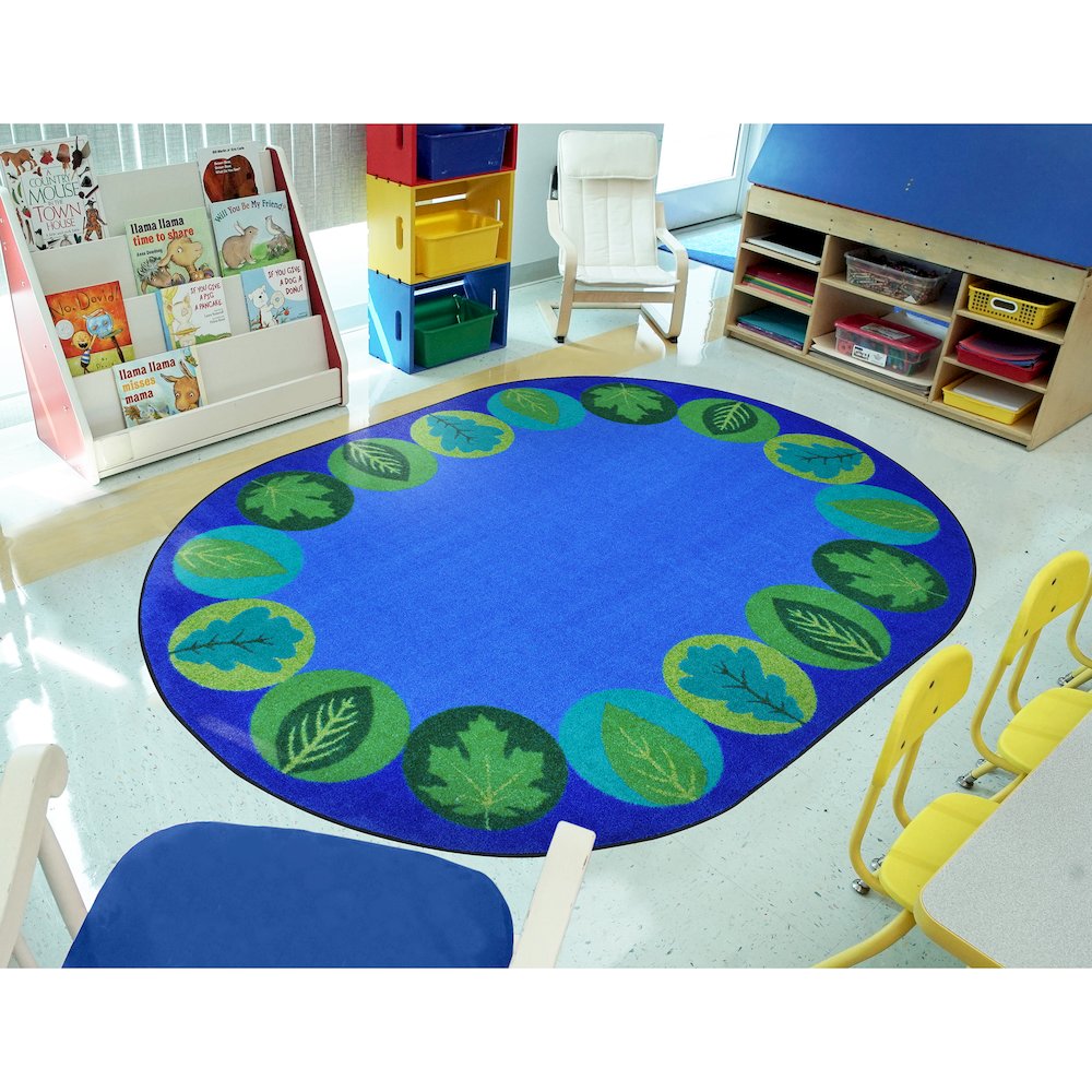 Kid Essentials Lively Leaves 7'8" x 10'9" Oval Area Rug in Color Multi