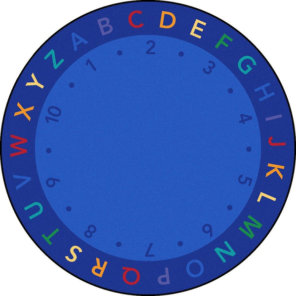 Kid Essentials Lively Letters 7'7" Round Area Rug in Color Multi