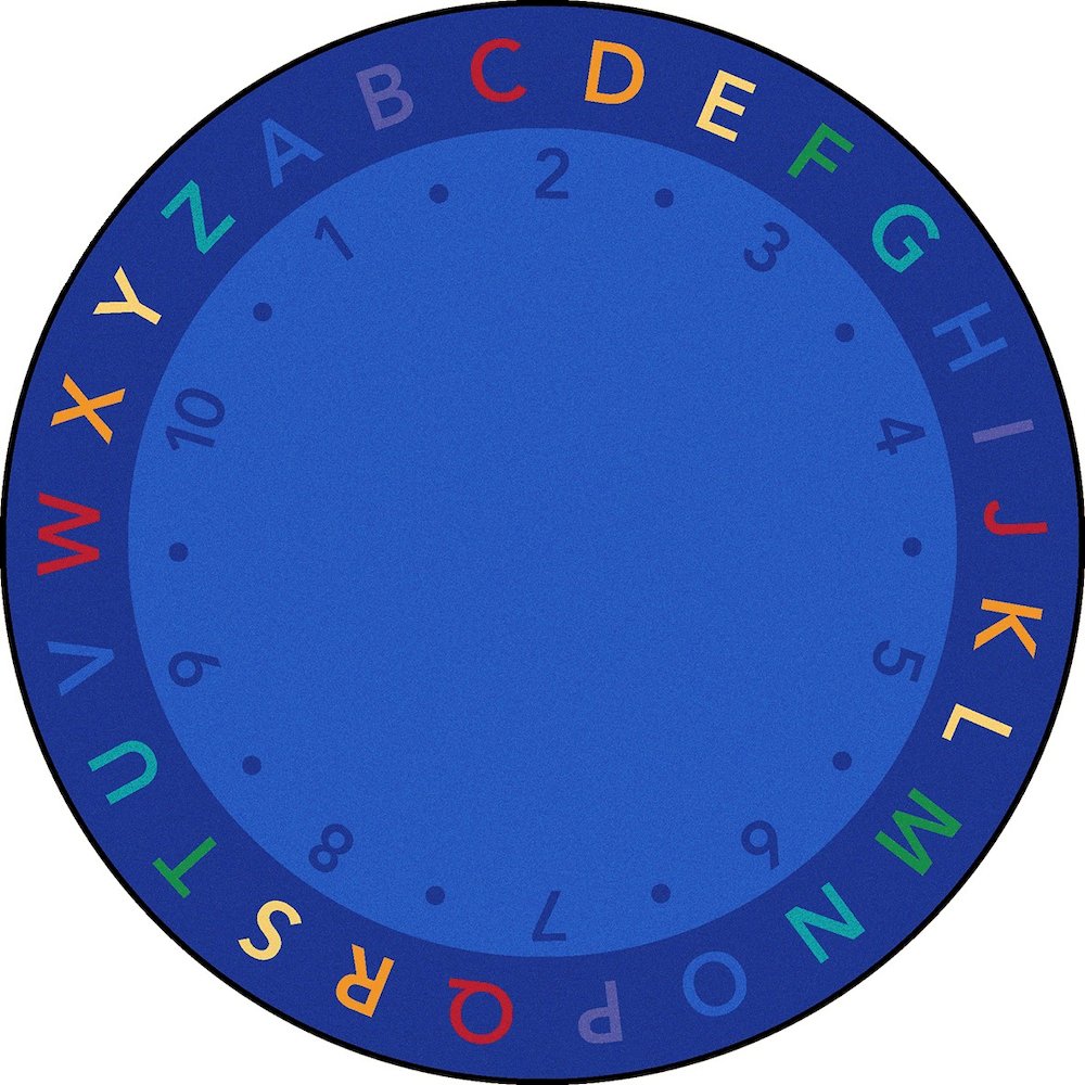 Kid Essentials Lively Letters 7'7" Round Area Rug in Color Multi