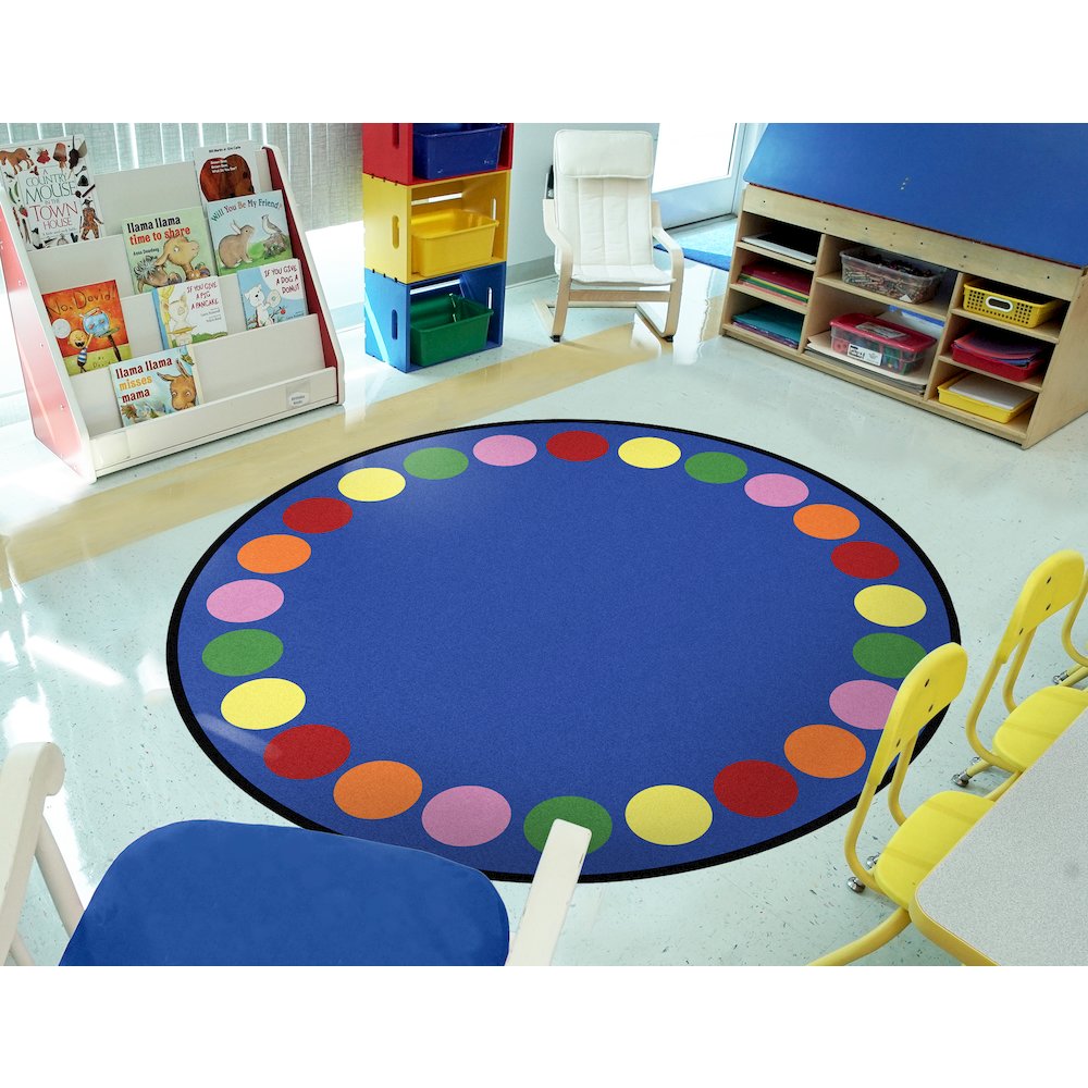 Kid Essentials Lots of Dots 13'2" Round Area Rug in Color Multi