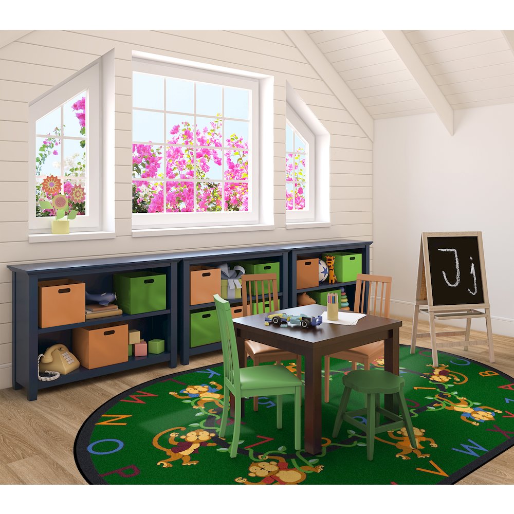 Kid Essentials Monkey Business 5'4" x 7'8" Oval Area Rug in Color Green