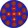 Kid Essentials Number Jumpers 7'7" Round Area Rug in Color Multi