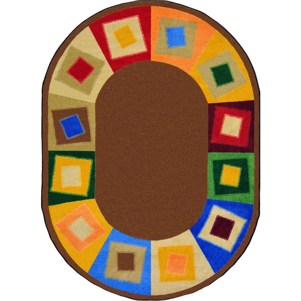 Kid Essentials Off Balance 5'4" x 7'8" Oval Area Rug in Color Neutrals