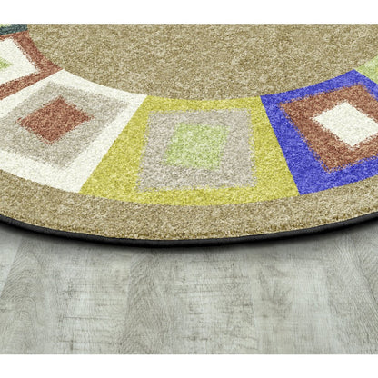 Kid Essentials Off Balance 7'7" Round Area Rug in Color Softs