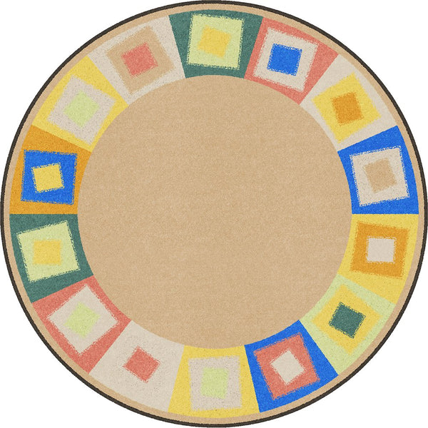 Kid Essentials Off Balance 7'7" Round Area Rug in Color Softs