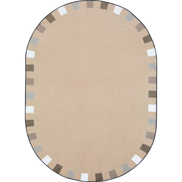 Kid Essentials On the Border 5'4" x 7'8" Oval Area Rug in Color Neutrals