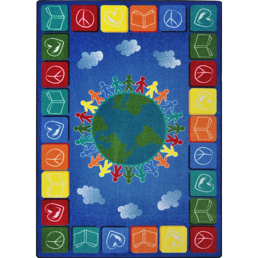 Kid Essentials Peace Love Books 5'4" x 7'8" Area Rug in Color Multi