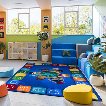 Kid Essentials Peaceful Readers 5'4" x 7'8" Area Rug in Color Multi
