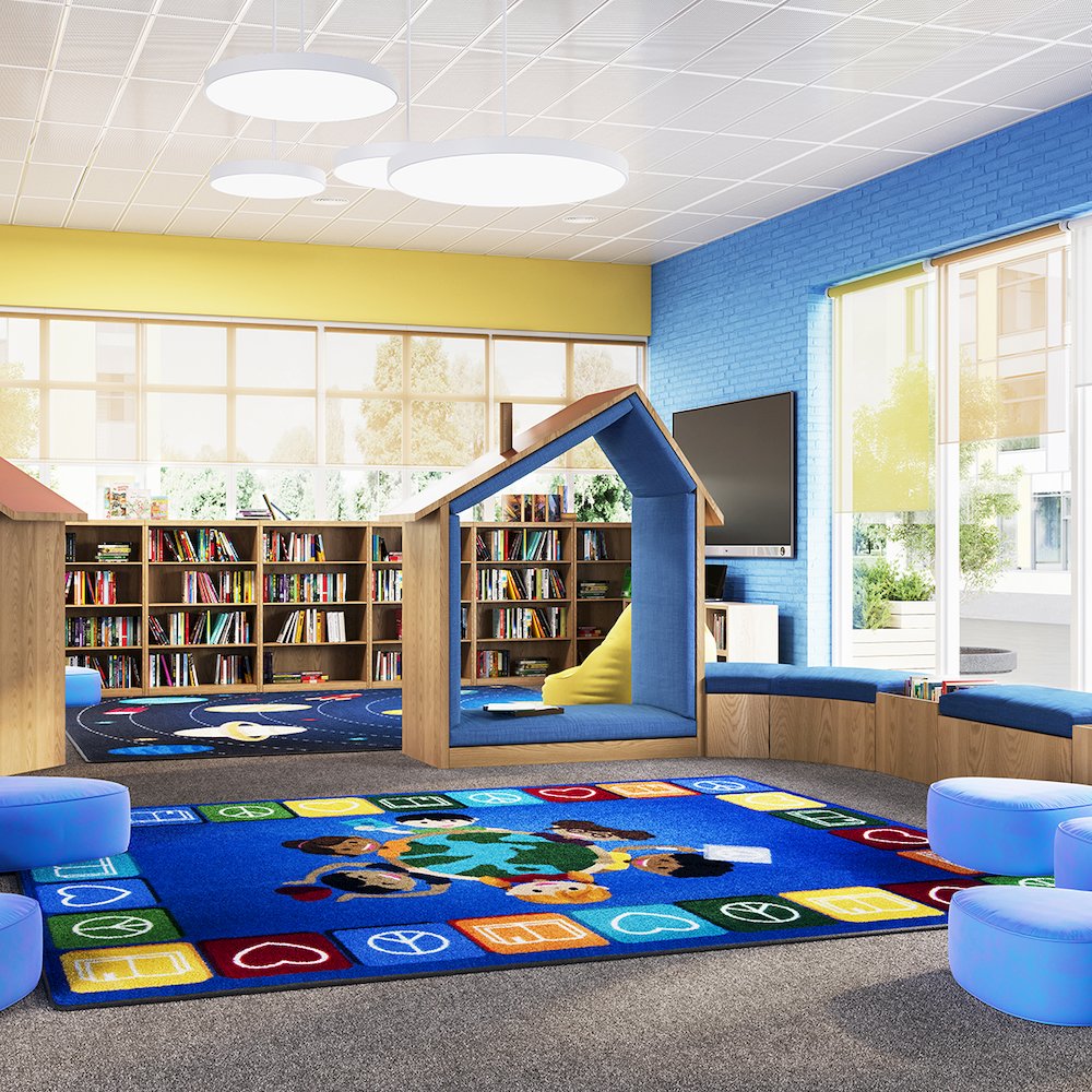 Kid Essentials Peaceful Readers 5'4" x 7'8" Area Rug in Color Multi