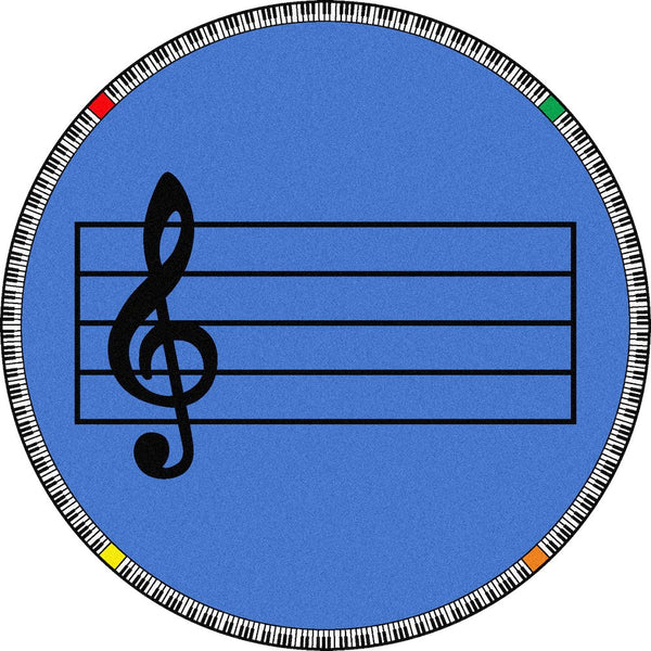 Kid Essentials Play Along 7'7" Round Area Rug in Color Blue
