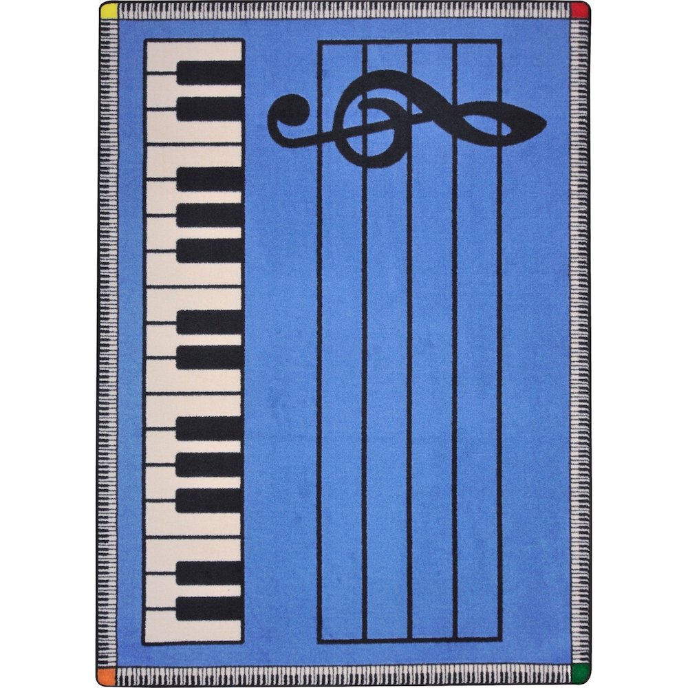 Kid Essentials Play Along 5'4" x 7'8" Area Rug in Color Blue w/ keys
