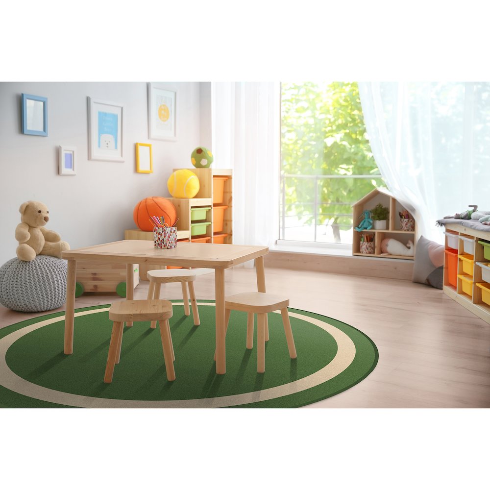 Kid Essentials Portrait 7'7" Round Area Rug in Color Greenfield