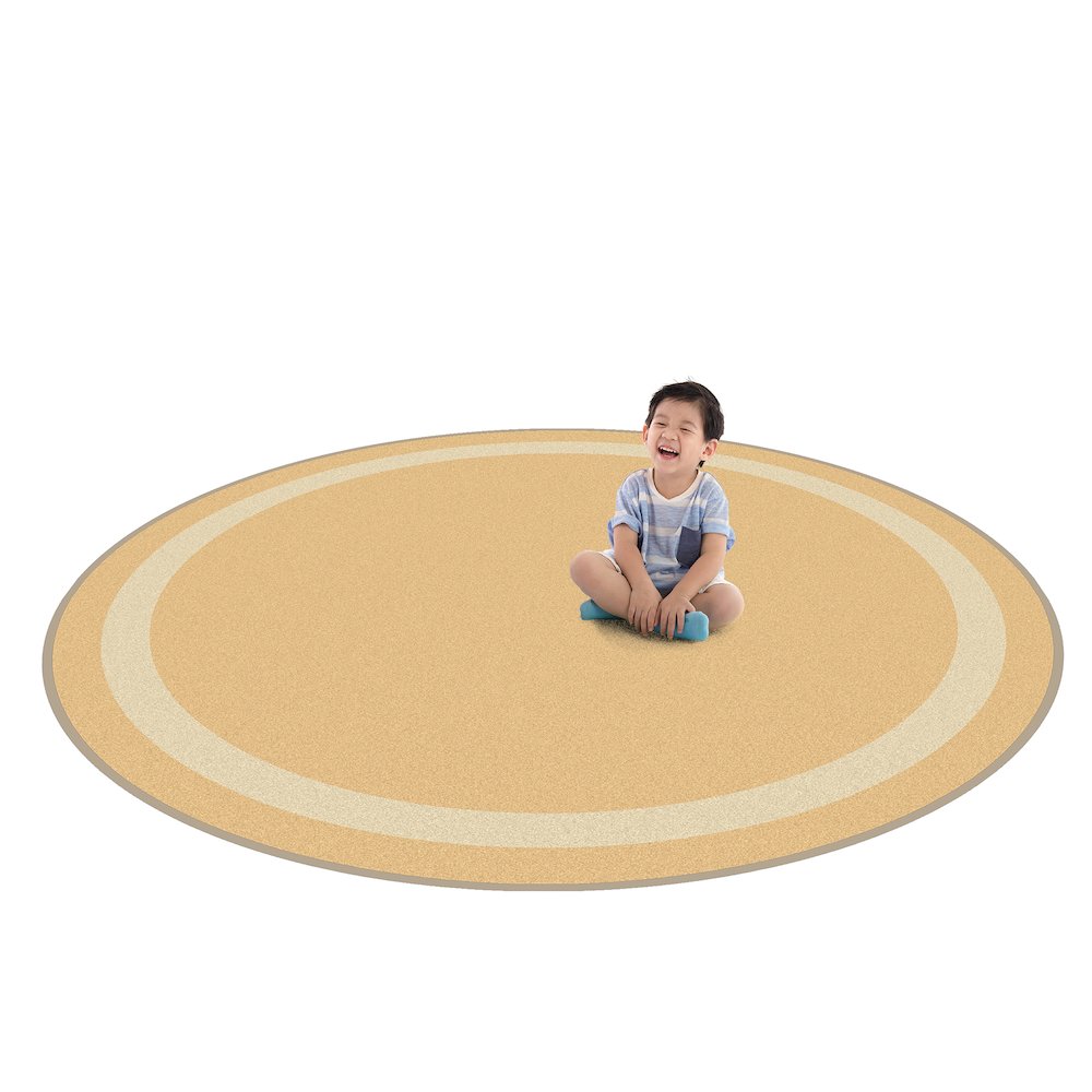 Kid Essentials Portrait 7'7" Round Area Rug in Color Sandstone