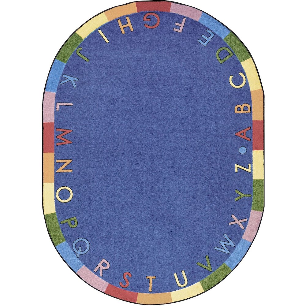 Kid Essentials Rainbow Alphabet 5'4" x 7'8" Oval Area Rug in Color Pastel