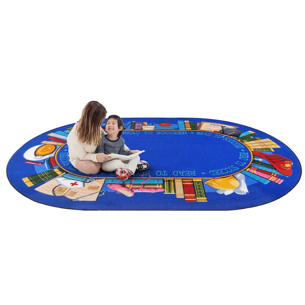 Kid Essentials Read to Succeed 7'8" x 10'9" Oval Area Rug in Color Multi