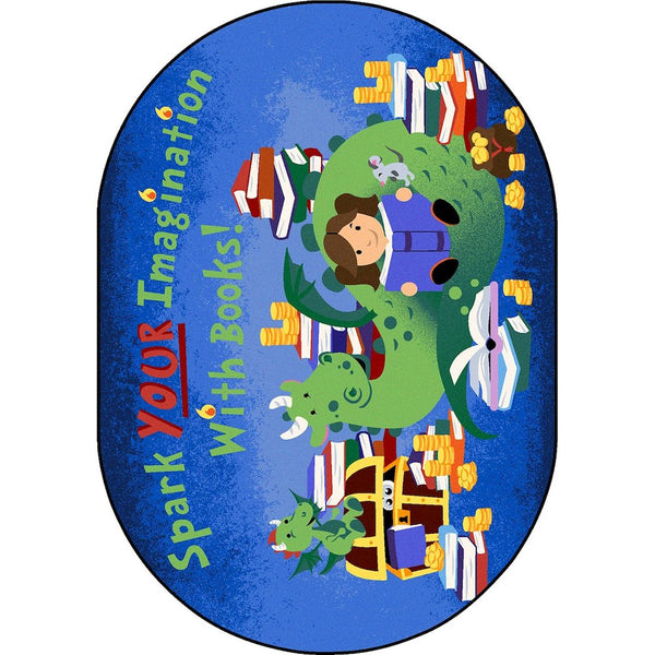 Kid Essentials Reading Cave 5'4" x 7'8" Oval Area Rug in Color Multi