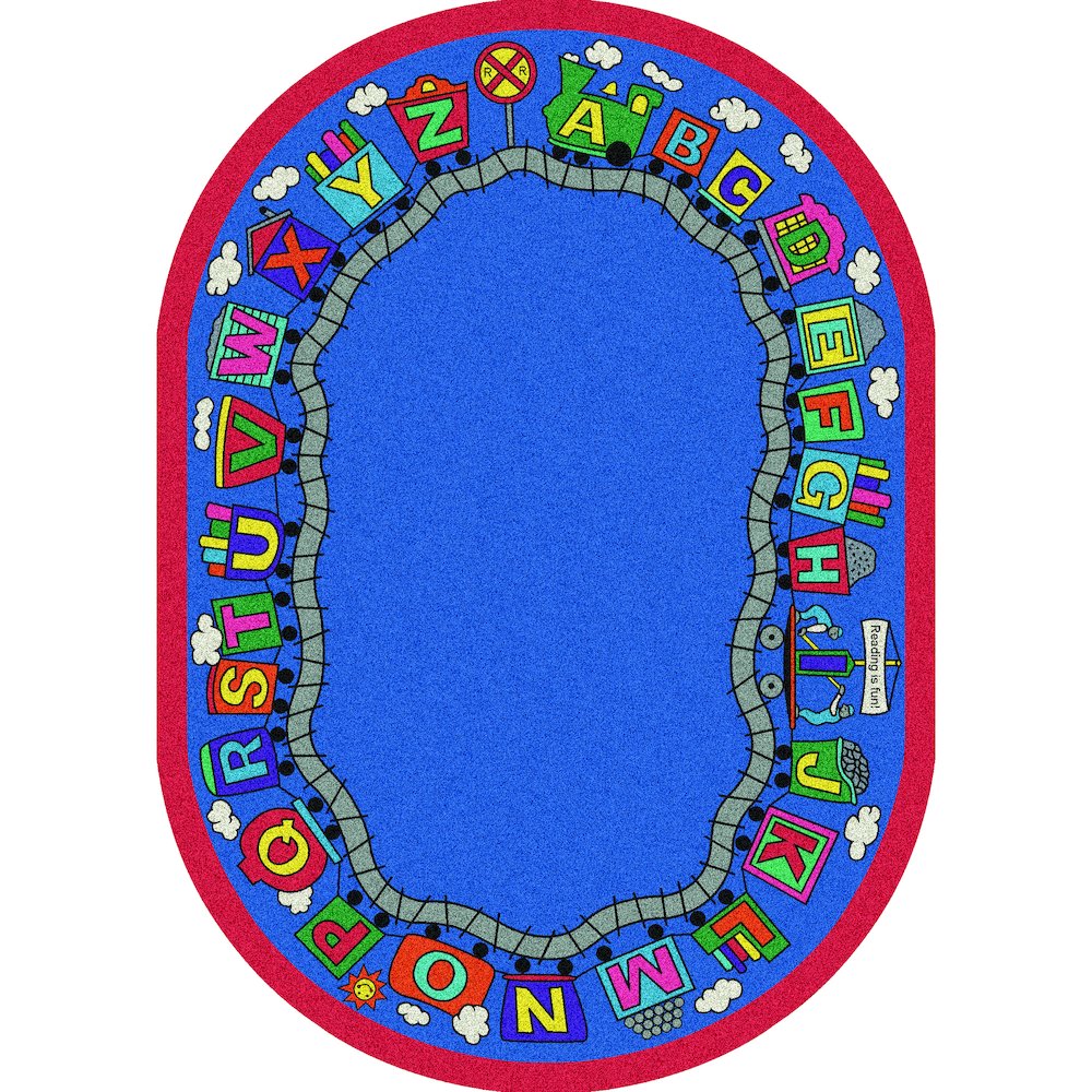 Kid Essentials Reading Train 5'4" x 7'8" Oval Area Rug in Color Multi