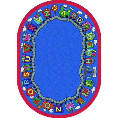 Kid Essentials Reading Train 5'4" x 7'8" Oval Area Rug in Color Multi