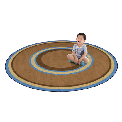 Kid Essentials Ripples 7'7" Round Area Rug in Color Chocolate