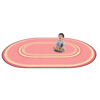 Kid Essentials Ripples 3'10" x 5'4" Oval Area Rug in Color Pretty Pink