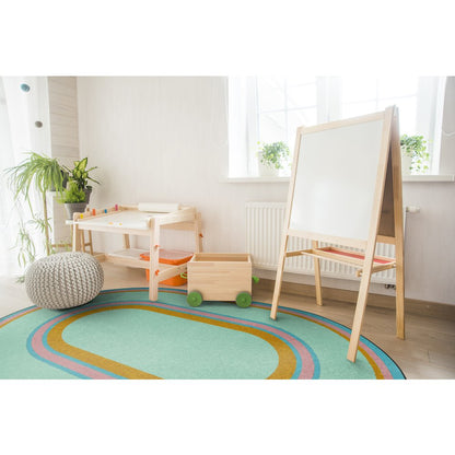 Kid Essentials Ripples 3'10" x 5'4" Oval Area Rug in Color Teal