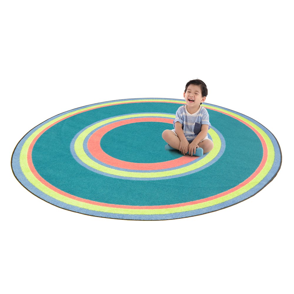 Kid Essentials Ripples 7'7" Round Area Rug in Color Teen