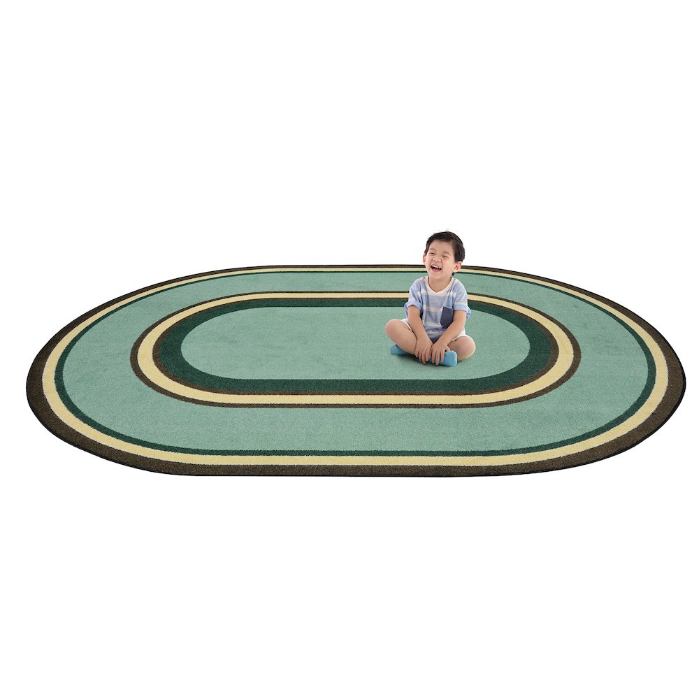 Kid Essentials Ripples 3'10" x 5'4" Oval Area Rug in Color Woodland