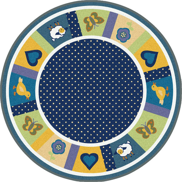 Kid Essentials Seeing Spots 7'7" Round Area Rug in Color Bold
