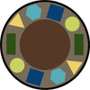 Kid Essentials Sitting Shapes 7'7" Round Area Rug in Color Earthtone