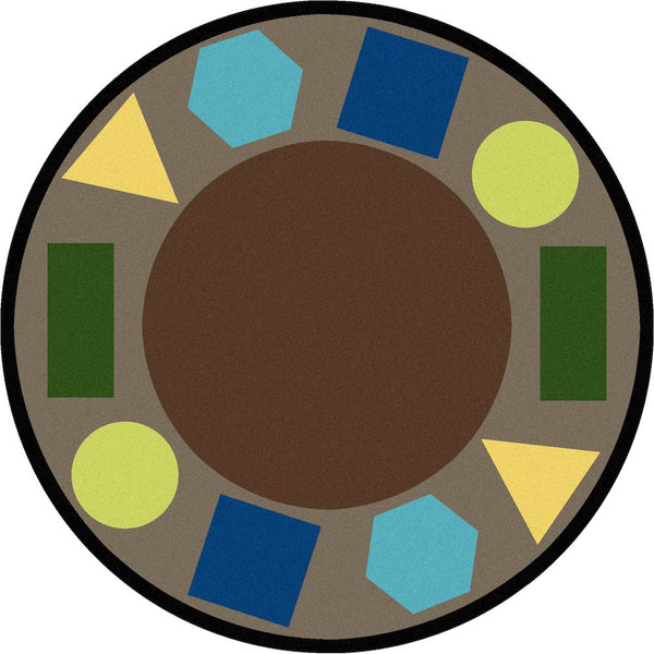 Kid Essentials Sitting Shapes 7'7" Round Area Rug in Color Earthtone