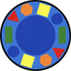 Kid Essentials Sitting Shapes 7'7" Round Area Rug in Color Multi