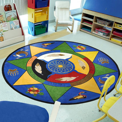 Kid Essentials Spirit of Truth 7'7" Round Area Rug in Color Multi
