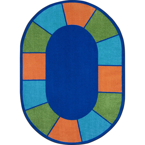 Kid Essentials Squares to Spare 5'4" x 7'8" Oval Area Rug in Color Multi