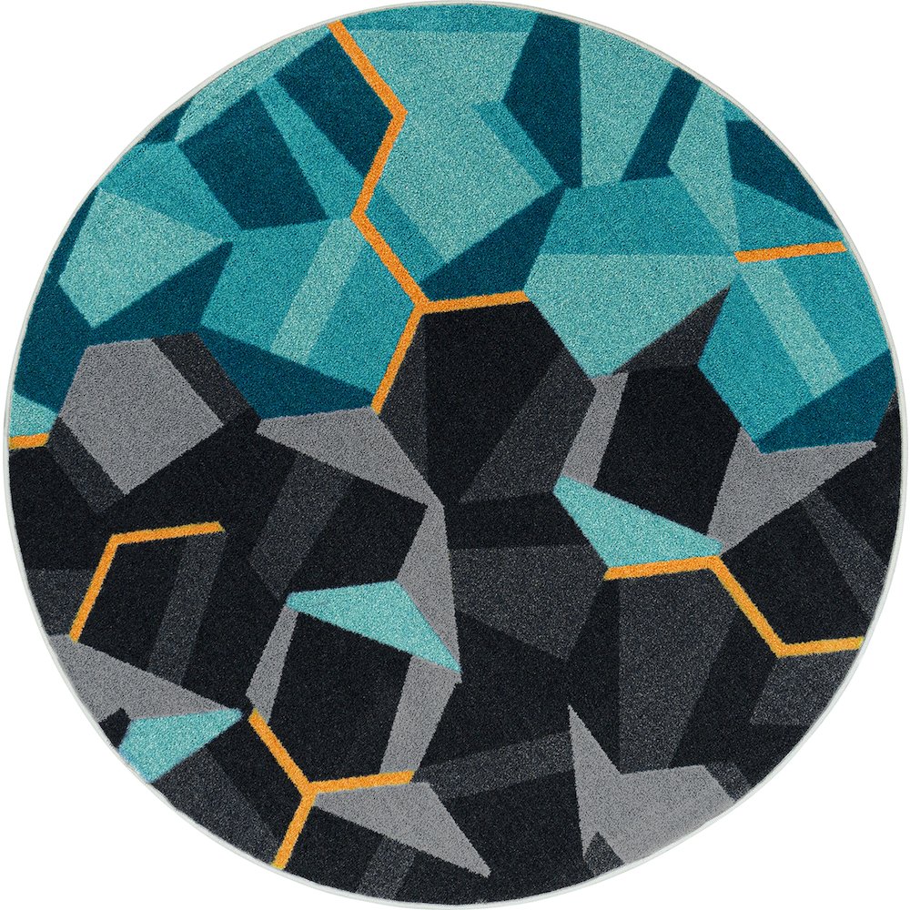 Kid Essentials Stealth 5'4" Round Area Rug in Color Teal