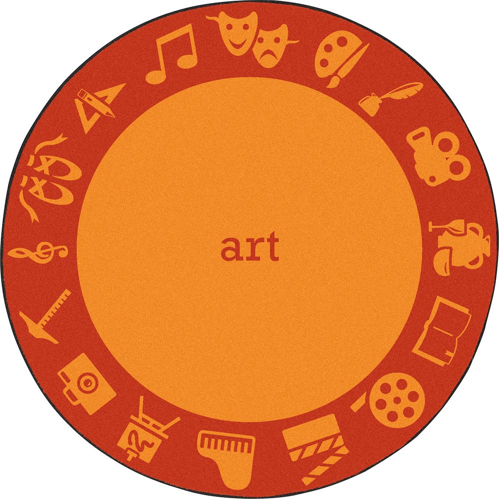 Kid Essentials STEAM 7'7" Round Area Rug in Color Art