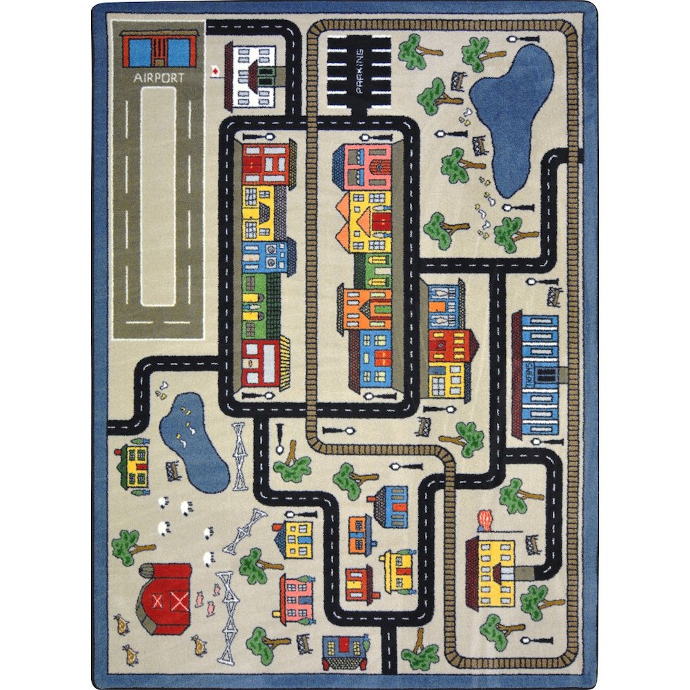 Kid Essentials Tiny Town 5'4" x 7'8" Area Rug in Color Pewter