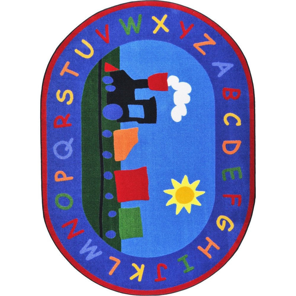 Kid Essentials Tiny Train 5'4" x 7'8" Oval Area Rug in Color Multi