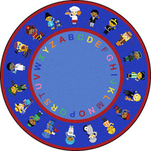 Kid Essentials We Work Together 7'7" Round Area Rug in Color Multi