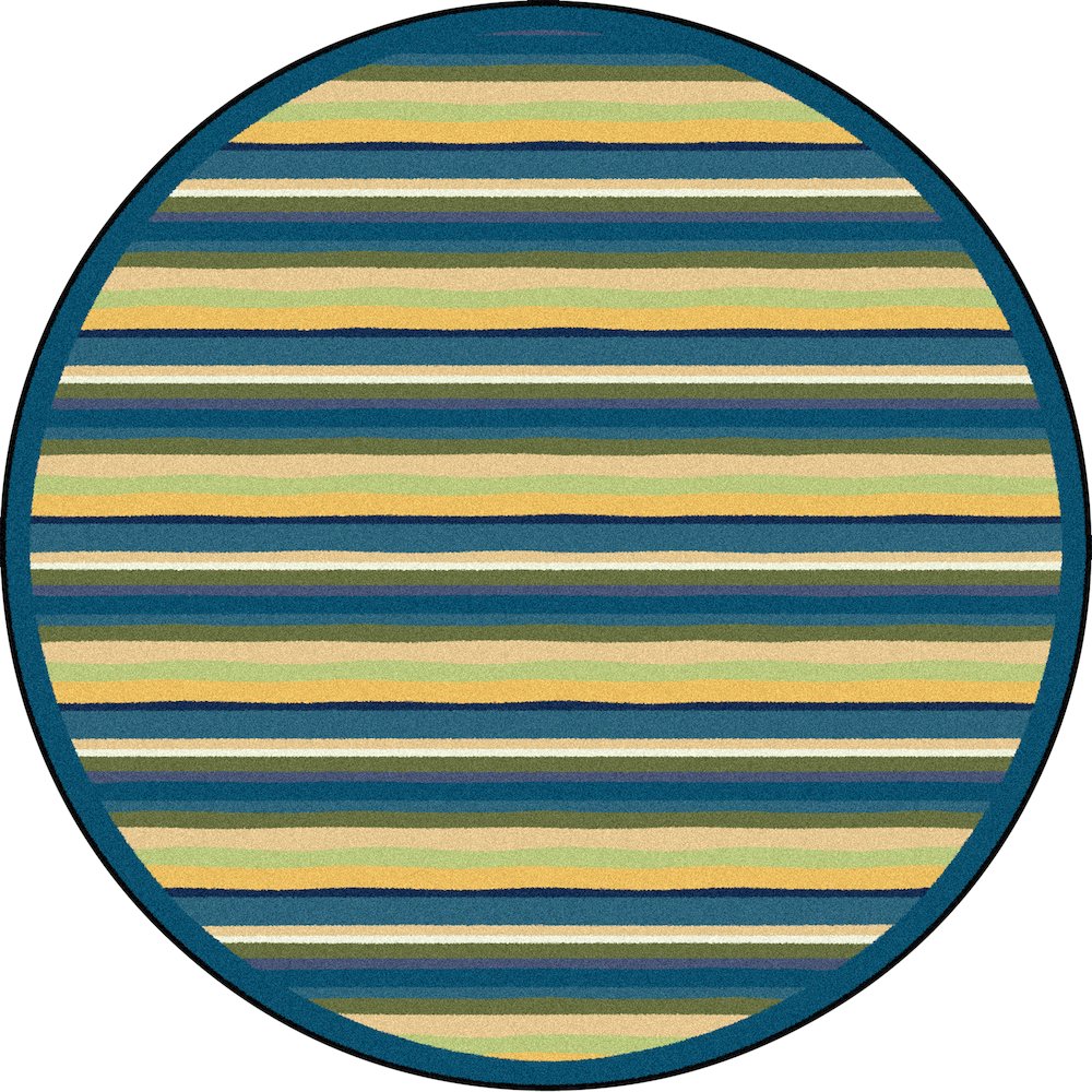 Kid Essentials Yipes Stripes 7'7" Round Area Rug in Color Bold
