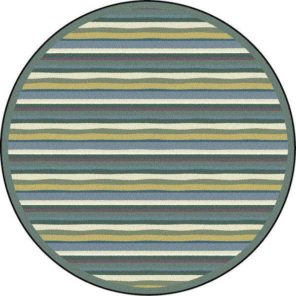Kid Essentials Yipes Stripes 7'7" Round Area Rug in Color Soft