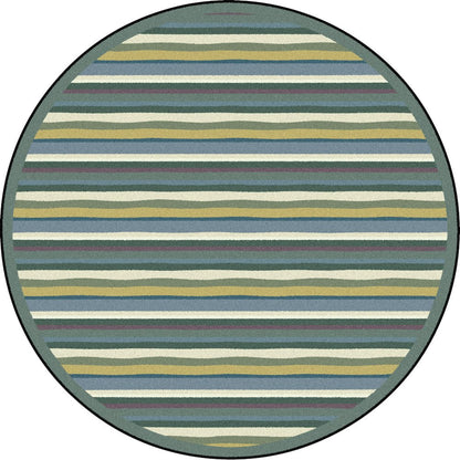 Kid Essentials Yipes Stripes 7'7" Round Area Rug in Color Soft
