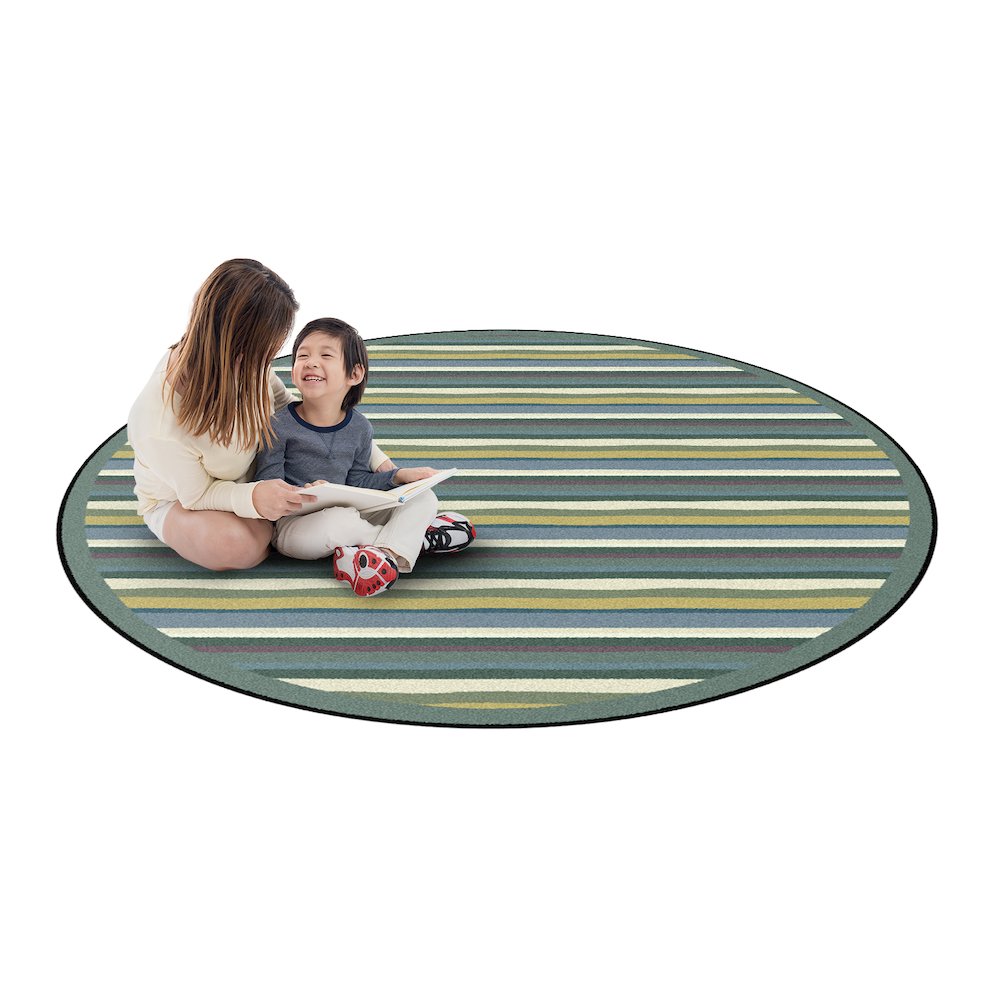 Kid Essentials Yipes Stripes 7'7" Round Area Rug in Color Soft