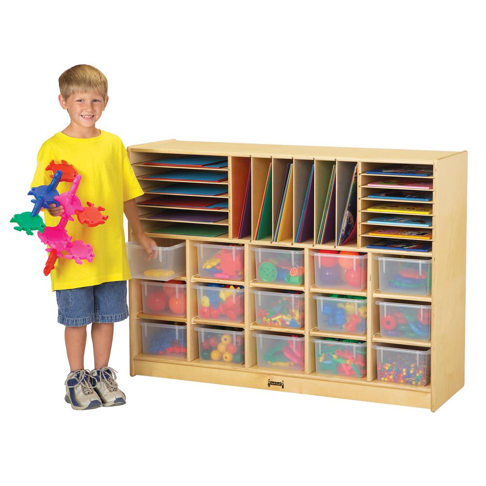 Sectional Mobile Cubbie, No Trays, 48w x 15d x 35-1/2h, Birch