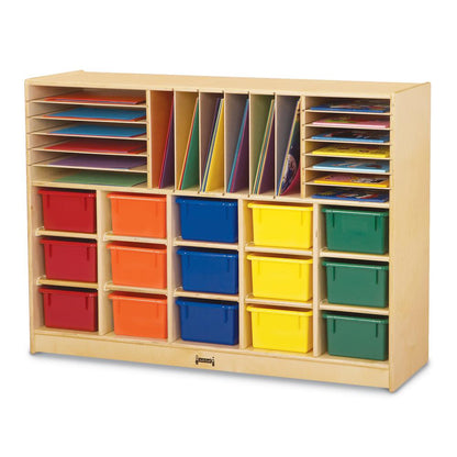 Sectional Mobile Cubbie, No Trays, 48w x 15d x 35-1/2h, Birch