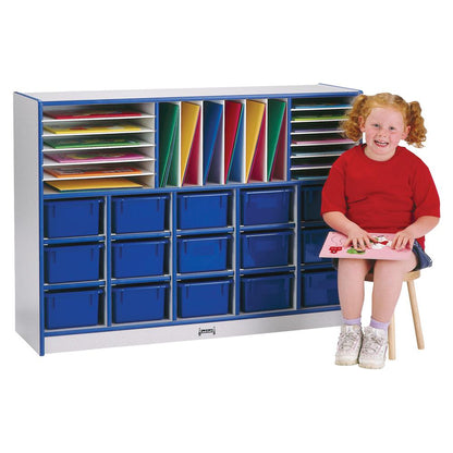 Sectional Cubbie-Tray Mobile Unit - with Trays - Teal