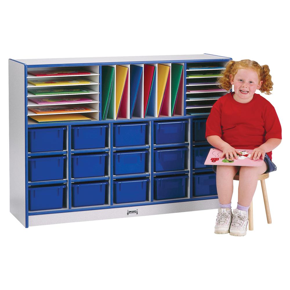 Sectional Cubbie-Tray Mobile Unit - with Trays - Navy