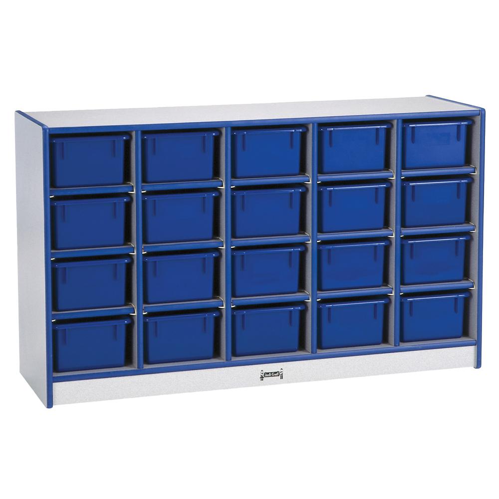 20 Cubbie-Tray Mobile Storage - with Trays - Blue