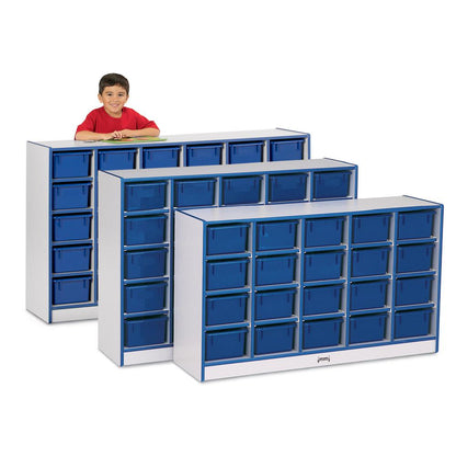 20 Cubbie-Tray Mobile Storage - with Trays - Blue