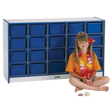 20 Cubbie-Tray Mobile Storage - with Trays - Blue